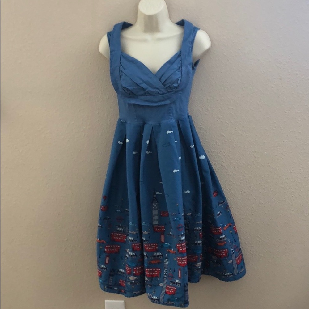 Vintage inspired London print dress, medium
